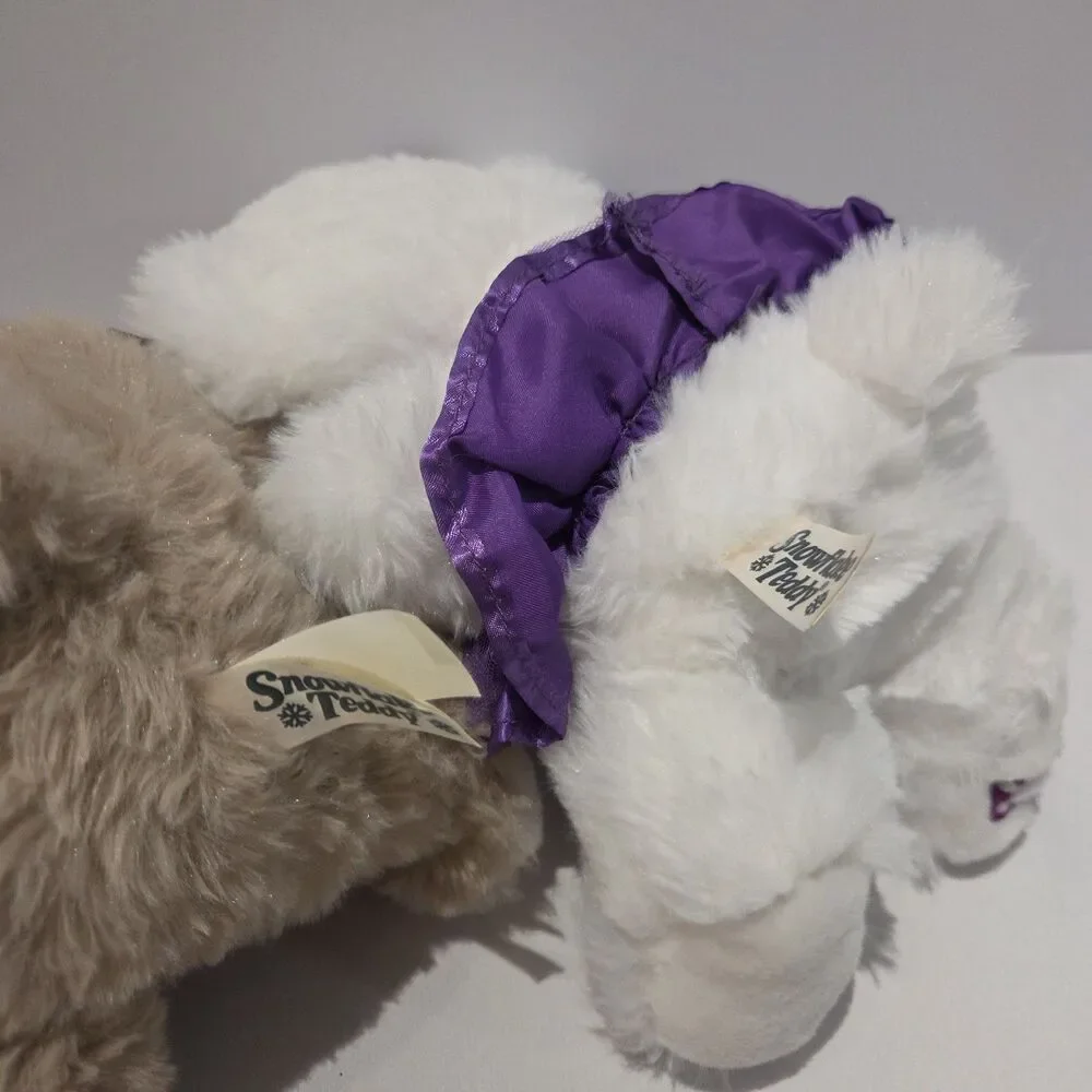 Lot Of 2 Snowflake Teddy Bear 2023 Plush Green Plaid Scarf Purple Dress